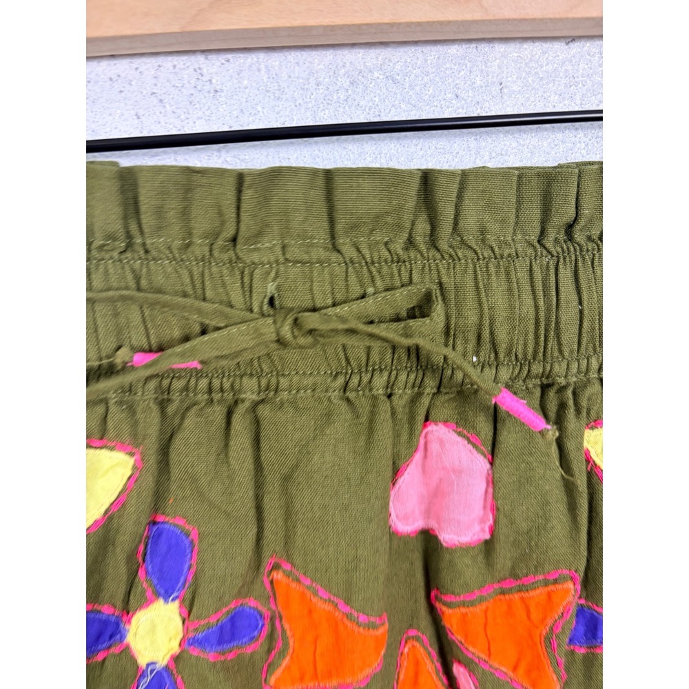 Maeve Abstract Embroidered Mini Skirt Womens S Green Anthropologie Linen Boho - Picture 7 of 12